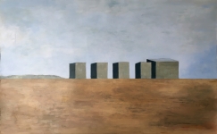 Five Buildings, Acrylic painting on acid free paper, 70 x 100 cm, 2018